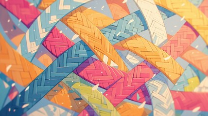 Obraz premium Colorful woven ribbons, abstract art, design element