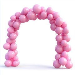 Pink balloon arch isolated on white background