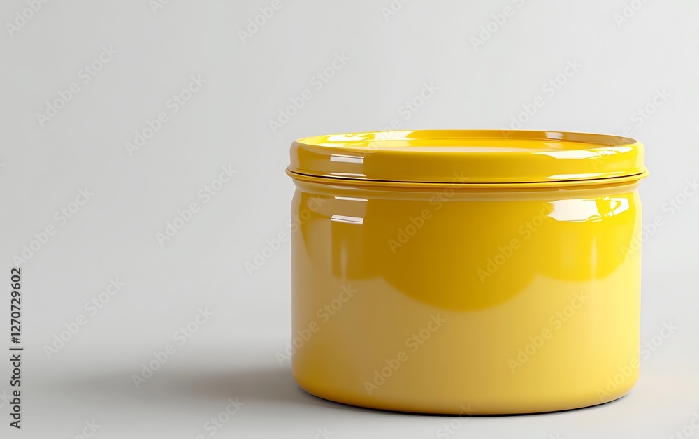 Poster yellow cylindrical container on light gray background