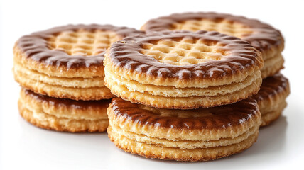 Cookies on a white background. Crackers on white background. Square cracker, round cracker.