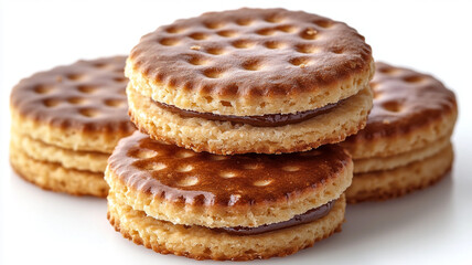 Cookies on a white background. Crackers on white background. Square cracker, round cracker.