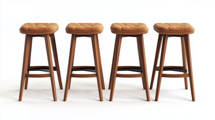 Set of four bar stools isolated on white background
