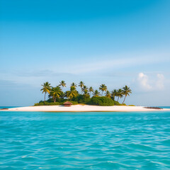 Naklejka premium tropical beach with palm trees