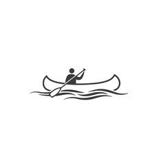 Person Canoeing on a River with Flowing Water Illustration