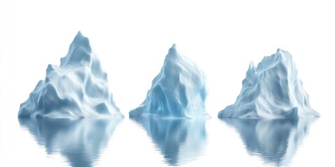 Fototapeta premium Set of three iceberg isolated on white background