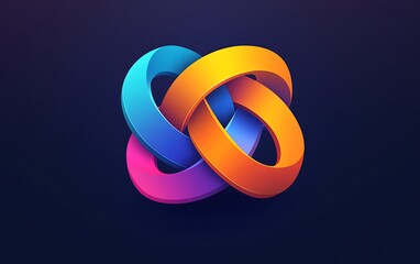 Abstract colorful interwoven rings logo design