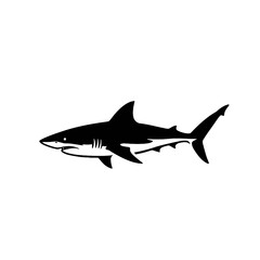 Silhouette of a Shark in Minimalist Black and White Design