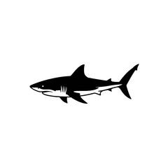 Silhouette Illustration of a Shark in Minimalist Black and White Design
