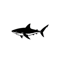 Silhouetted Shark Icon in Black with Clean White Background