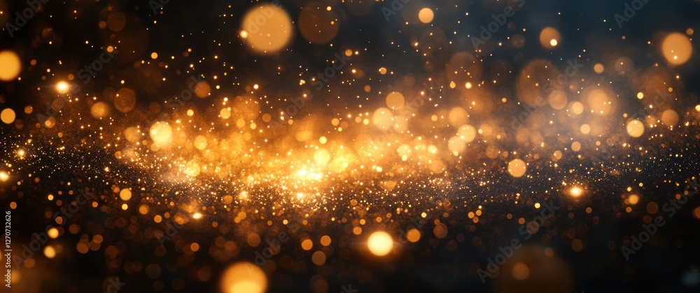 Poster sparkling golden bokeh background with shimmering light effects creating a magical ambiance for fest