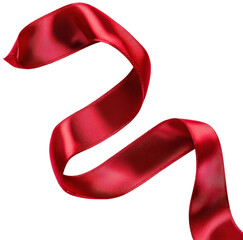 Red satin ribbon on white isolated background