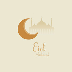 Eid Mubarak with Mosque Background Vector Design.
