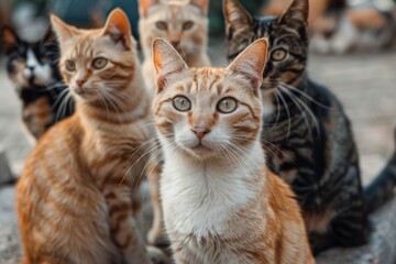 Diverse group of cute cats