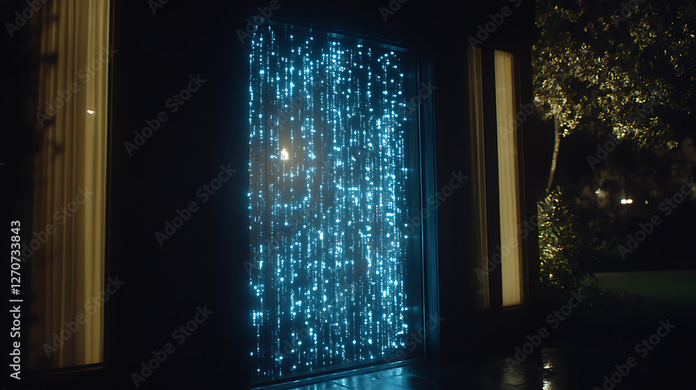 Poster illuminated vertical garden of sparkling lights displayed at night creating a dreamy effect