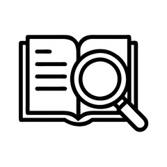 Book Research Magnifying Glass Icon Searching Information Knowledge