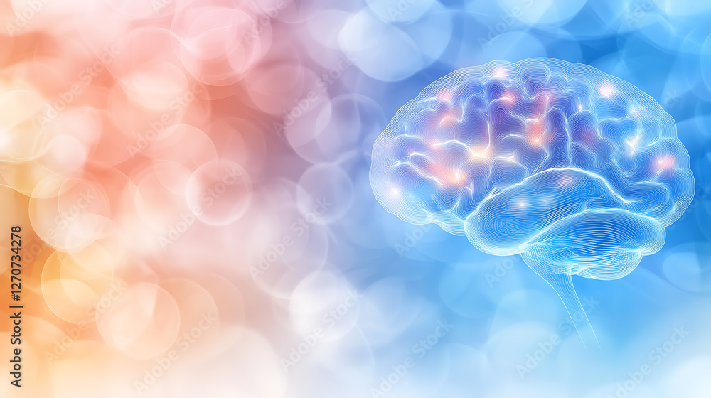 Poster illuminating intellect a vision of cognitive brain function with bokeh effects background