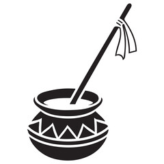 Traditional Indian Cooking Pot Silhouette Vector for Cultural Designs