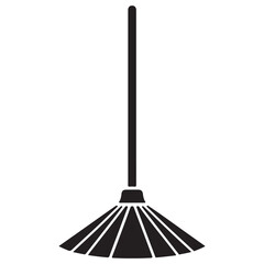 Simple Broom Silhouette Vector Illustration for Cleaning and Home Design