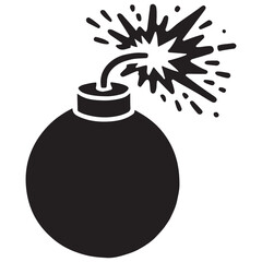 Fototapeta premium Bomb Vector Illustration Exploding with Burning Fuse and Danger