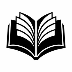 Open Book Icon Black and White Graphic Design Element for Reading Literature Education Knowledge Wisdom