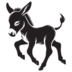 Baby Donkey Silhouette Vector Illustration of a Cute Animal