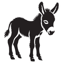 Standing Young Donkey Silhouette Vector Artwork Design For Children