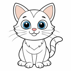 cat, cartoon, animal, kitten, vector, pet, cute, illustration, feline, domestic, art, tail, fur, pets, mammal, kitty, sitting, drawing, fun, animals, character, happy, smiling, funny, design