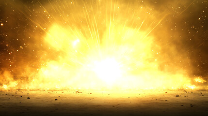 Intense Burst of Radiance on Rough Terrain Landscape Evoking Raw Power and Scorching Light