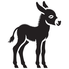 Adorable Donkey Side View Vector Illustration Black Silhouette Design