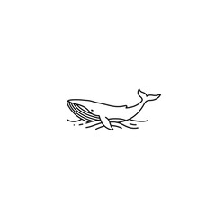 Line Art of Majestic Whale Swimming in Open Water