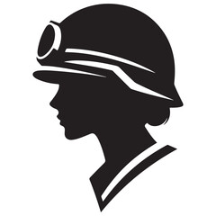 Female Soldier Profile Silhouette in Helmet Vector Graphic Artwork