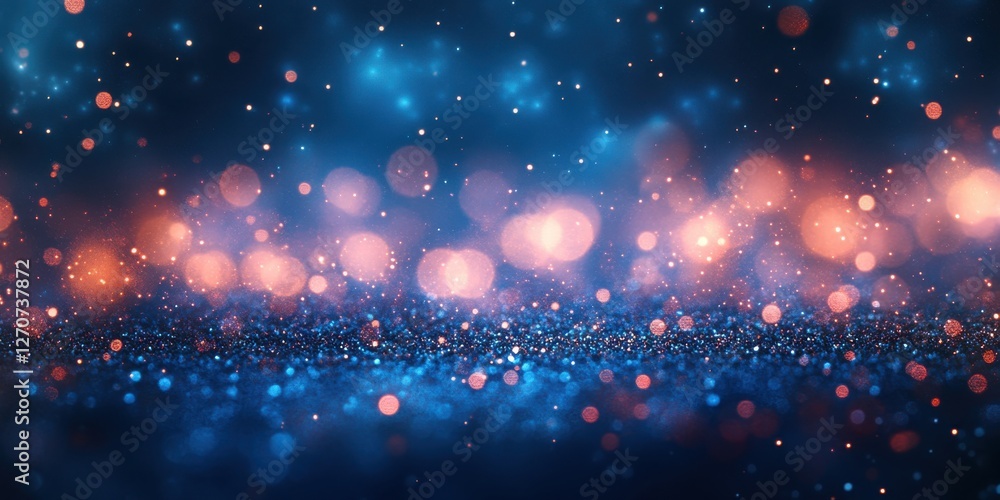 Poster vibrant bokeh background with soft glowing lights in shades of blue and orange for use in various de