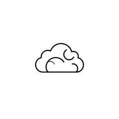 Line Art of Cloud with Crescent Moon on White Background