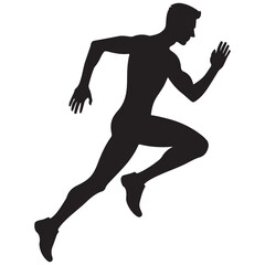 Athletic Male Sprinter Silhouette Vector Illustration for Sport Design