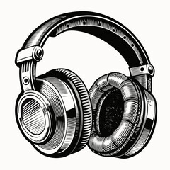 Engraved Vintage Style Headphones Music Audio Listening Device