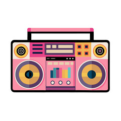 Retro Pink Boombox Stereo Cassette Tape Player with Graphic Equalizer