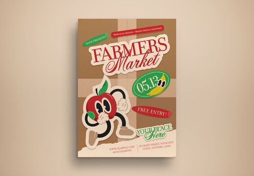 Brown and Red Scrapbook Farmers Market Flyer Layout