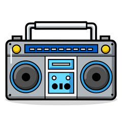 Vintage Boombox Stereo Cassette Player Radio Recorder with Speakers and Handle