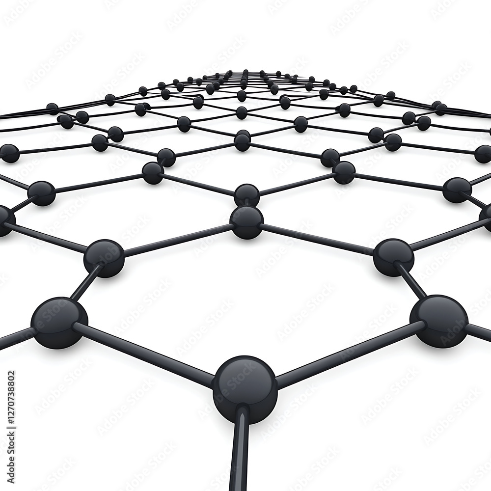 Poster interconnected spheres network visualizing connection and communication in a digital world