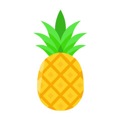 A vibrant illustration of a ripe pineapple with its spiky green leaves and a geometric pattern on its yellow skin