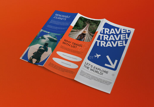 Blue And Orange Utilitarian Trifold Brochure Travel Trifold Brochure