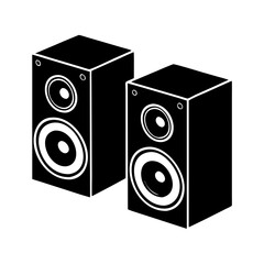 Pair of Stereo Speakers Black and White Icon Illustration Graphic Design