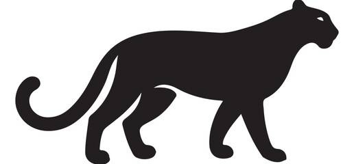 Sleek Black Panther Silhouette Vector Illustration for Wildlife Enthusiasts Designs