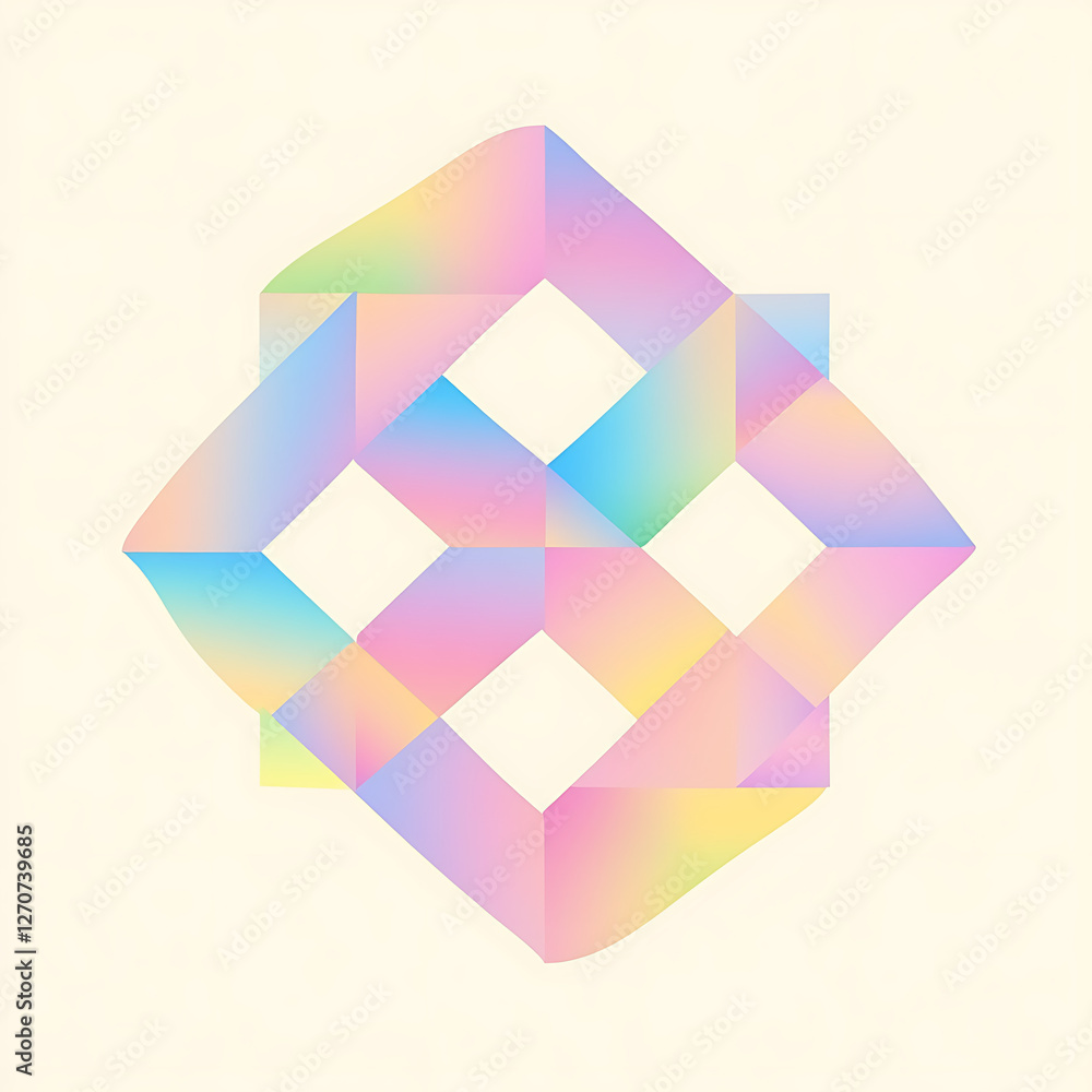 Poster interlocking gradient diamond shapes forming a geometric pattern in a pastel color scheme