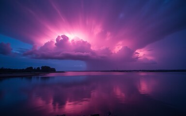 Obraz premium sunset over the lake