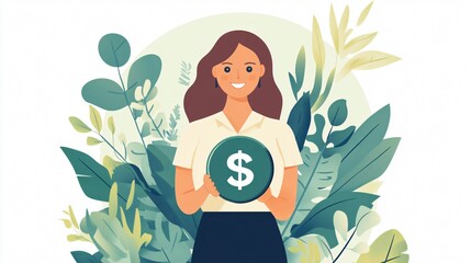 Businesswoman Holding Percentage Symbol Concept of Success