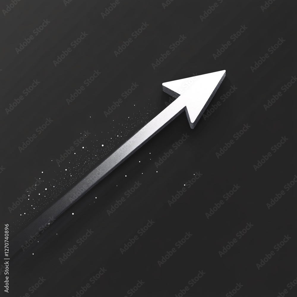 Poster a minimalist arrow moving away from a user profile in monochrome style