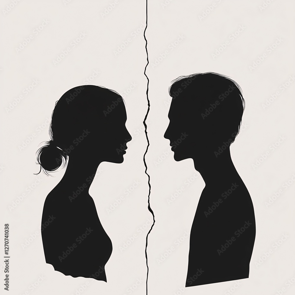 Poster a minimalist broken line between two users in monochrome colors