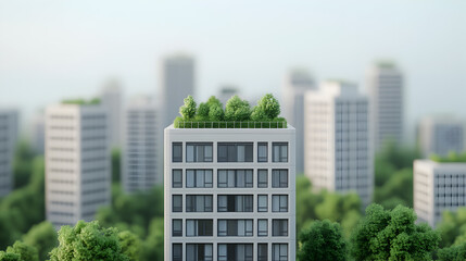 Sustainable urban living green buildings in a modern cityscape architectural visualization