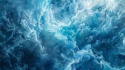 Obraz premium A mesmerizing abstract representation of glacial ice formations, showcasing captivating shades of blue and white. This image evokes a sense of tranquility and the beauty of nature.